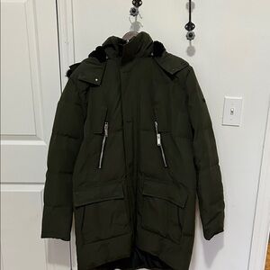 Dark Green Puffer Parka Coat